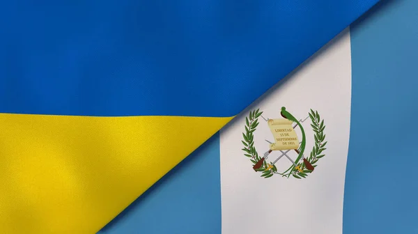 ウクライナとグアテマラの2つの州旗 高品質のビジネス背景 3Dイラスト — ストック写真