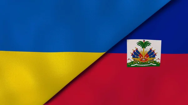 Dos Estados Banderas Ucrania Haití Fondo Negocio Alta Calidad Ilustración — Foto de Stock