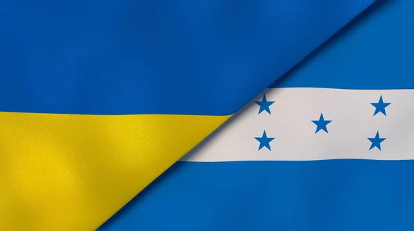 Δύο Κράτη Σημαίες Της Ουκρανίας Και Της Ονδούρας Επαγγελματικό Υπόβαθρο — Φωτογραφία Αρχείου