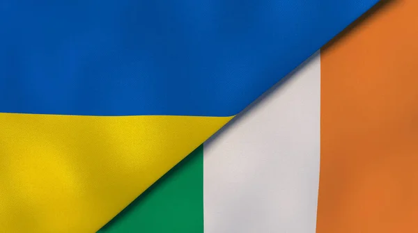 Två Staters Flagg Från Ukraina Och Irland Hög Kvalitet Affärsbakgrund — Stockfoto