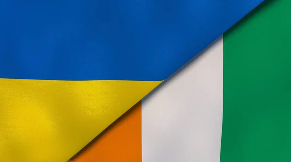 Two States Flags Ukraine Ivory Coast High Quality Business Background — Stock Photo, Image