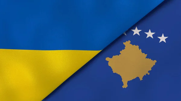 Флаги Двух Государств Украины Косово Высококачественный Бизнес Фон Иллюстрация — стоковое фото