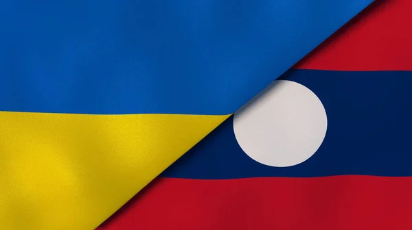 Dois Estados Bandeiras Ucrânia Laos Fundo Negócios Alta Qualidade Ilustração — Fotografia de Stock
