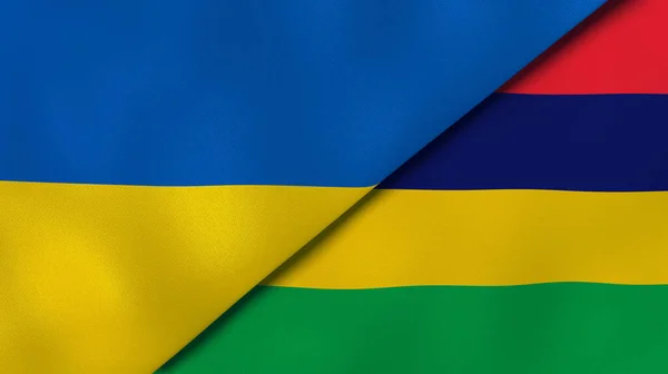 Dois Estados Bandeiras Ucrânia Maurício Fundo Negócios Alta Qualidade Ilustração — Fotografia de Stock