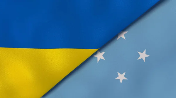 Δύο Πολιτείες Σημαίες Της Ουκρανίας Και Της Μικρονησίας Επαγγελματικό Υπόβαθρο — Φωτογραφία Αρχείου