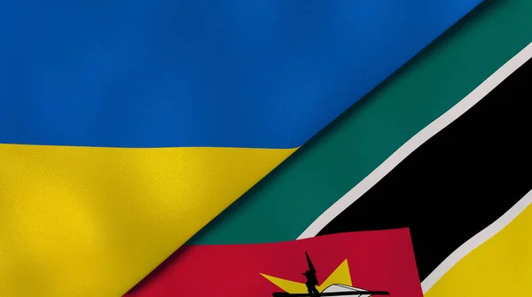 Dois Estados Bandeiras Ucrânia Moçambique Fundo Negócios Alta Qualidade Ilustração — Fotografia de Stock