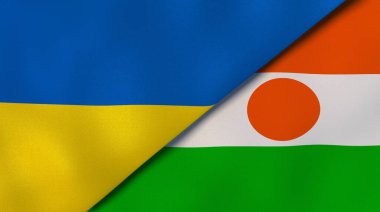 Ukrayna ve Nijer 'in iki bayrağı. Kaliteli bir iş geçmişi. 3d illüstrasyon