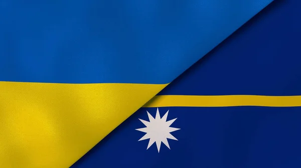 Deux États Drapeaux Ukraine Nauru Une Expérience Professionnelle Haute Qualité — Photo