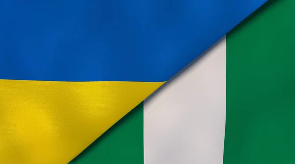 Δύο Κράτη Σημαίες Της Ουκρανίας Και Της Νιγηρίας Επαγγελματικό Υπόβαθρο — Φωτογραφία Αρχείου