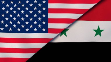 Birleşik Devletler ve Suriye 'nin iki bayrağı. Kaliteli bir iş geçmişi. 3d illüstrasyon