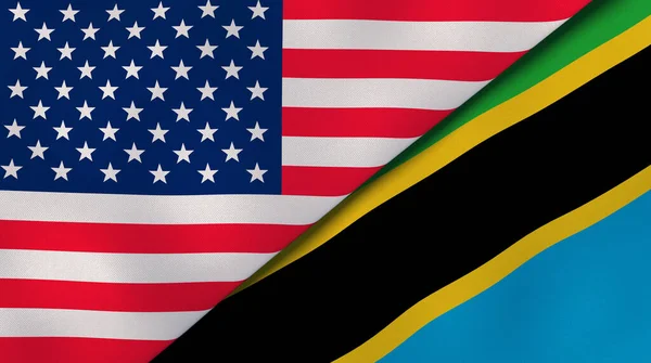 Zwei Staaten Flaggen Der Vereinigten Staaten Und Tansania Hochwertiger Geschäftlicher — Stockfoto