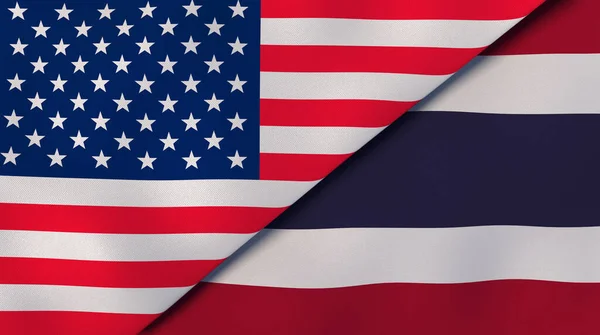 Dos Estados Banderas Estados Unidos Tailandia Fondo Negocio Alta Calidad — Foto de Stock