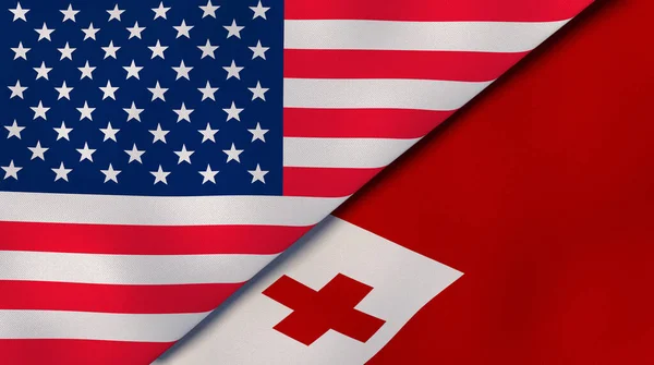 Two States Flags United States Tonga High Quality Business Background — Stock Photo, Image