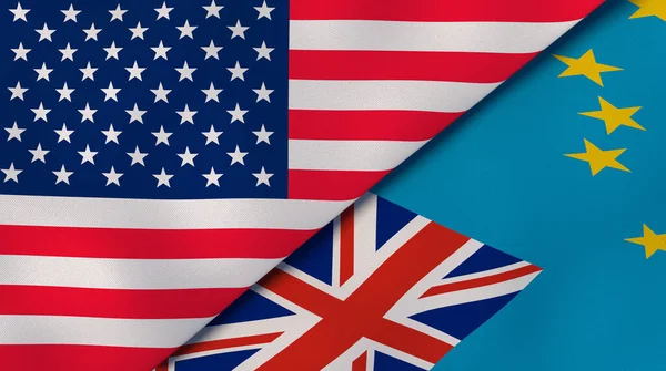 Dos Estados Banderas Estados Unidos Tuvalu Fondo Negocio Alta Calidad — Foto de Stock