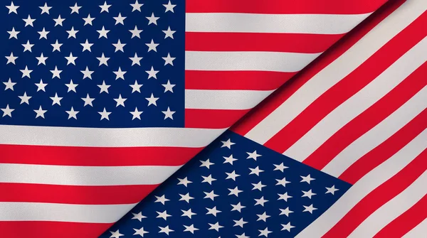 Dwie Flagi Stanów Zjednoczonych Stanów Zjednoczonych Wysokiej Jakości Doświadczenie Biznesowe — Zdjęcie stockowe