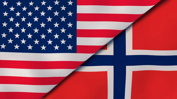 Dos Estados Banderas Estados Unidos Noruega Fondo Negocio Alta Calidad — Foto de Stock
