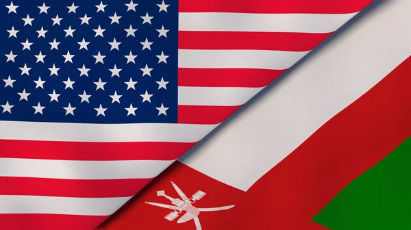 Deux États Drapeaux Des États Unis Oman Une Expérience Professionnelle — Photo