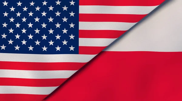 Egyesült Államok Lengyelország Két Zászlója Kiváló Minőségű Üzleti Háttér Illusztráció — Stock Fotó