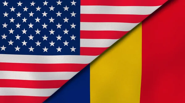 Dois Estados Bandeiras Dos Estados Unidos Romênia Fundo Negócios Alta — Fotografia de Stock