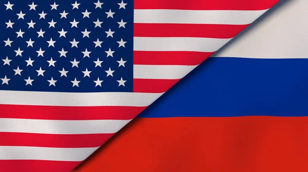 Dois Estados Bandeiras Dos Estados Unidos Rússia Fundo Negócios Alta — Fotografia de Stock