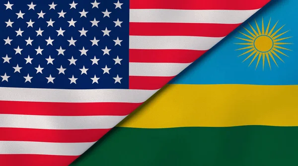 Dos Estados Banderas Estados Unidos Ruanda Fondo Negocio Alta Calidad — Foto de Stock