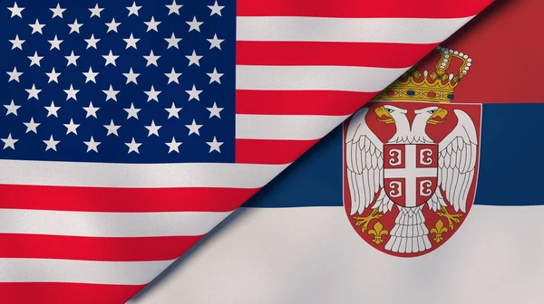 Dos Estados Banderas Estados Unidos Serbia Fondo Negocio Alta Calidad — Foto de Stock
