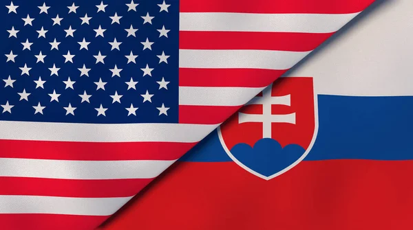 Dos Estados Banderas Estados Unidos Eslovaquia Fondo Negocio Alta Calidad — Foto de Stock