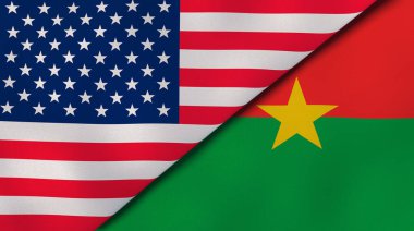 İki Birleşik Devletler bayrağı ve Burkina Faso. Kaliteli bir iş geçmişi. 3d illüstrasyon