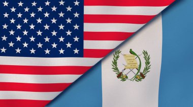 Birleşik Devletler ve Guatemala 'nın iki bayrağı. Kaliteli bir iş geçmişi. 3d illüstrasyon