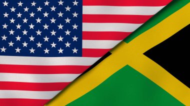 Birleşik Devletler ve Jamaika 'nın iki bayrağı. Kaliteli bir iş geçmişi. 3d illüstrasyon