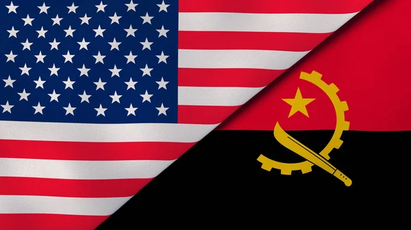 Dos Estados Banderas Estados Unidos Angola Fondo Negocio Alta Calidad — Foto de Stock