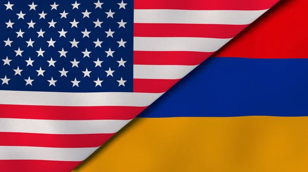 Dois Estados Bandeiras Dos Estados Unidos Armênia Fundo Negócios Alta — Fotografia de Stock