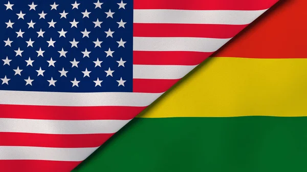 Dos Estados Banderas Estados Unidos Bolivia Fondo Negocio Alta Calidad — Foto de Stock