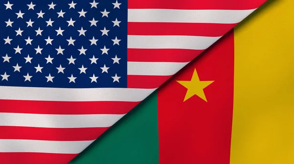 Dos Estados Banderas Estados Unidos Camerún Fondo Negocio Alta Calidad — Foto de Stock