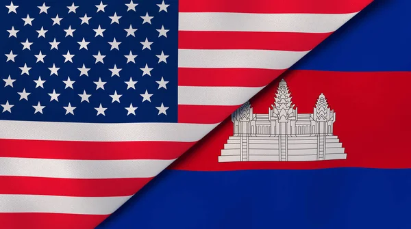 Deux États Drapeaux Des États Unis Cambodge Une Expérience Professionnelle — Photo