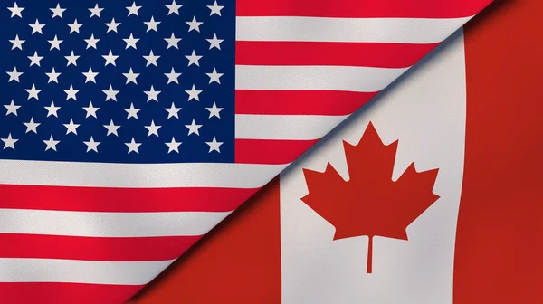 美国和加拿大的两个州的国旗 高质量的商业背景 3D说明 — 图库照片