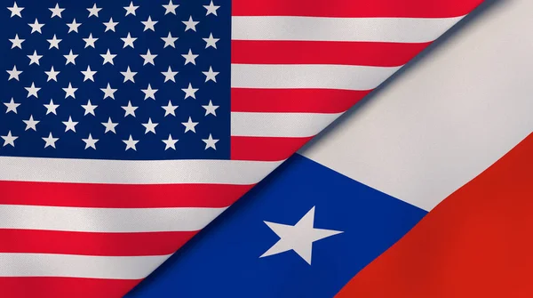 Dois Estados Bandeiras Dos Estados Unidos Chile Fundo Negócios Alta — Fotografia de Stock