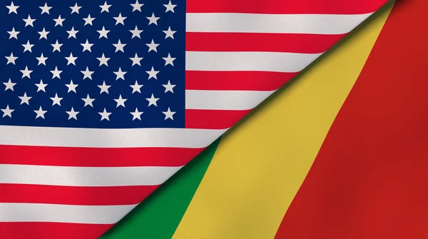 Dos Estados Banderas Estados Unidos Congo Fondo Negocio Alta Calidad — Foto de Stock