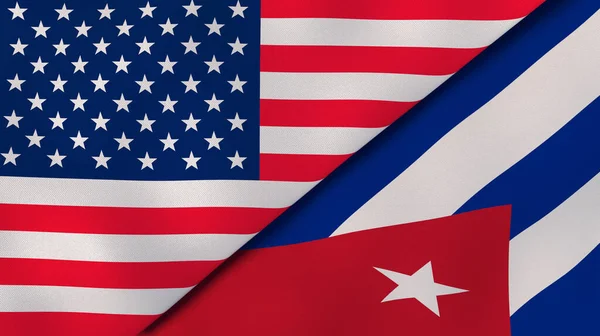 Zwei Staaten Flaggen Der Vereinigten Staaten Und Kuba Hochwertiger Geschäftlicher — Stockfoto