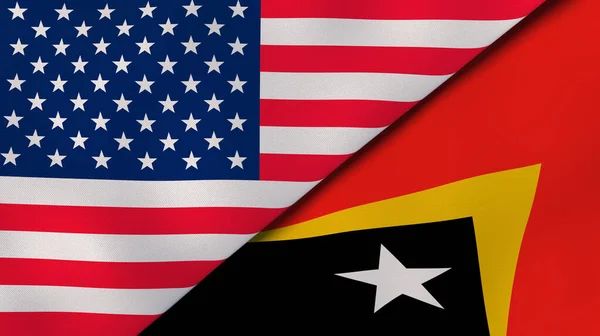 Dos Estados Banderas Estados Unidos Timor Oriental Fondo Negocio Alta — Foto de Stock