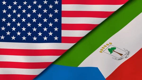 Deux États Drapeaux Des États Unis Guinée Équatoriale Une Expérience — Photo