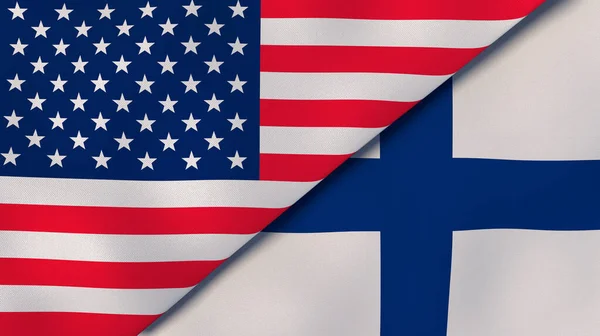 Dos Estados Banderas Estados Unidos Finlandia Fondo Negocio Alta Calidad — Foto de Stock