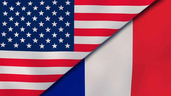 Два Прапори Держав Сша Франція Високоякісне Ділове Минуле Ілюстрація — стокове фото