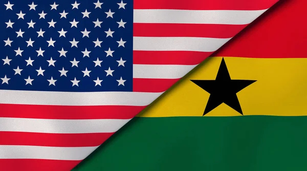 Dos Estados Banderas Estados Unidos Ghana Fondo Negocio Alta Calidad — Foto de Stock