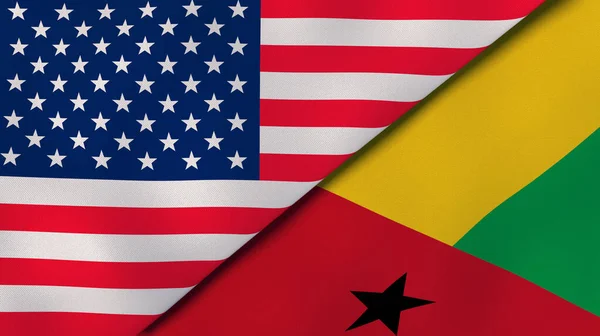 Dos Estados Banderas Estados Unidos Guinea Bissau Fondo Negocio Alta — Foto de Stock