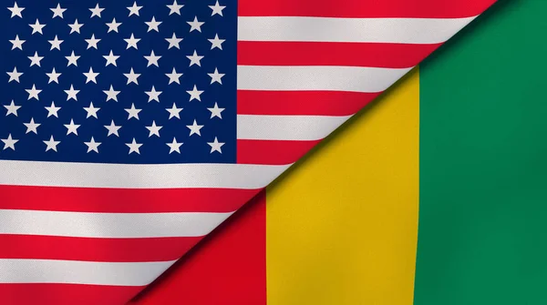 Dos Estados Banderas Estados Unidos Guinea Fondo Negocio Alta Calidad — Foto de Stock