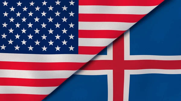 Dos Estados Banderas Estados Unidos Islandia Fondo Negocio Alta Calidad — Foto de Stock