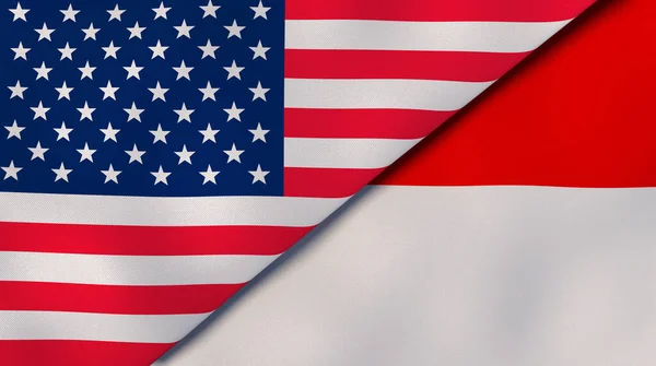 Флаги Двух Штатов Сша Индонезии Высококачественный Бизнес Фон Иллюстрация — стоковое фото