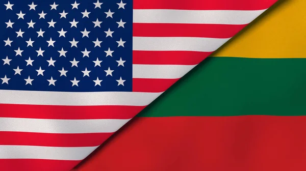 Dos Estados Banderas Estados Unidos Lituania Fondo Negocio Alta Calidad — Foto de Stock