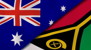 Avustralya ve Vanuatu 'nun iki bayrağı. Kaliteli bir iş geçmişi. 3d illüstrasyon